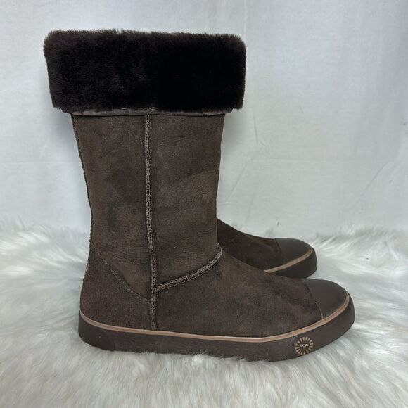 UGG Brown Suede Shearling Lined Boots S/N 1886 Sz 7 - Picture 4 of 7
